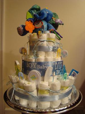 	elephant diaper cake for baby boy